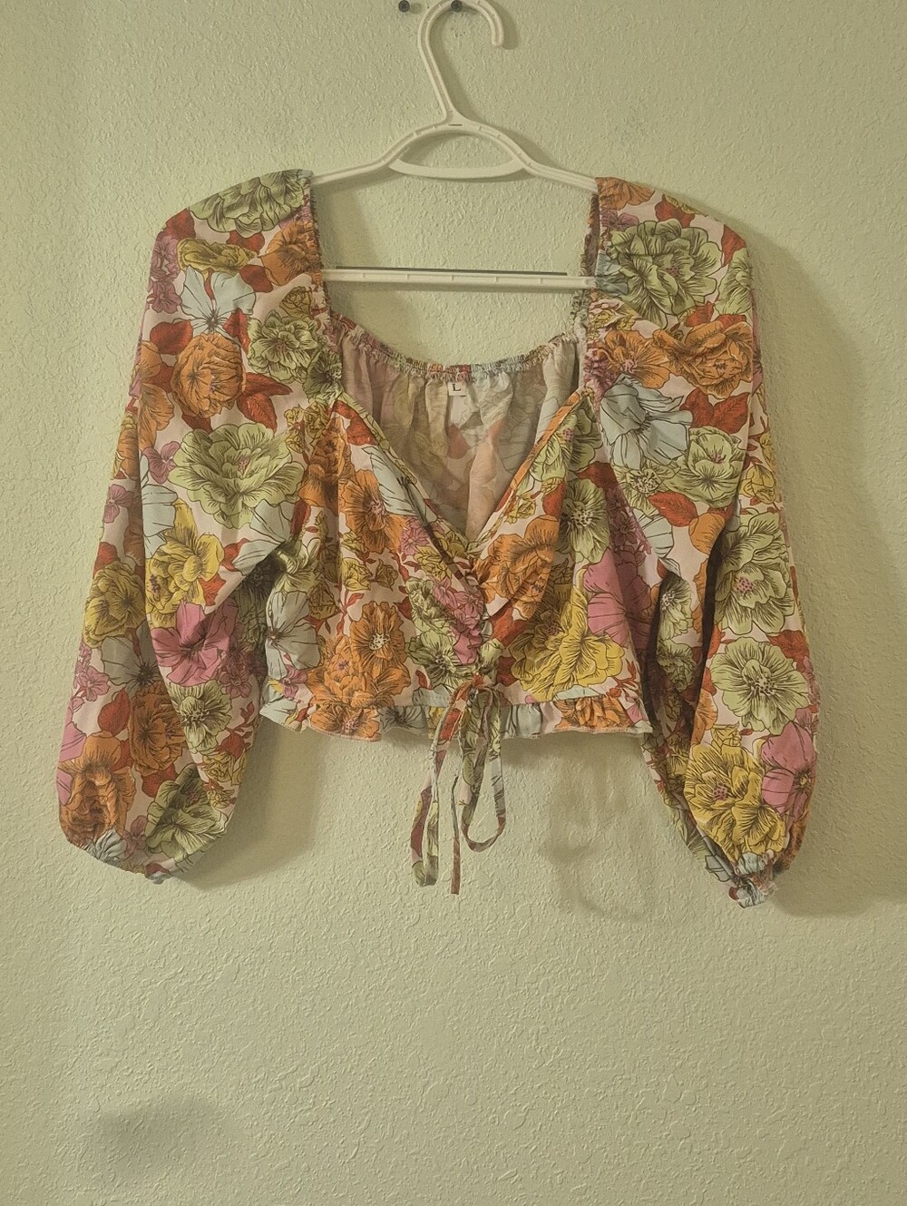 Floral Tie-Front Crop Blouse in Multi Floral